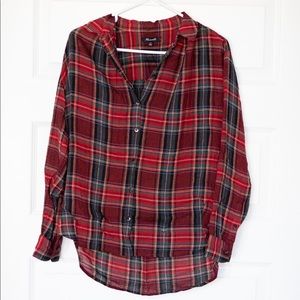 Madewell Red and Green Thin Flannel